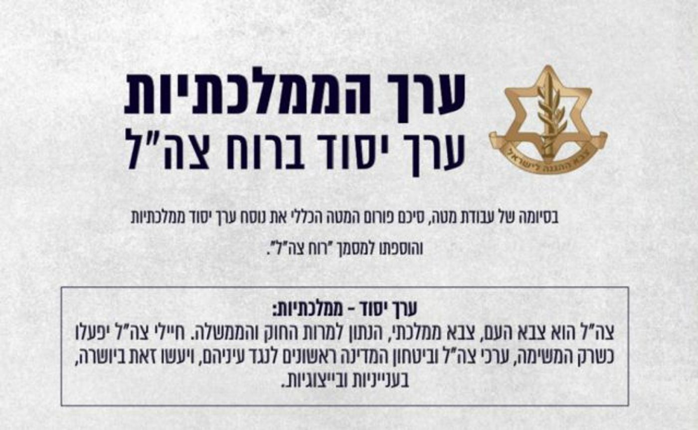 הרמטכ"ל: "צה"ל מוסיף את ערך היסוד ממלכתיות"