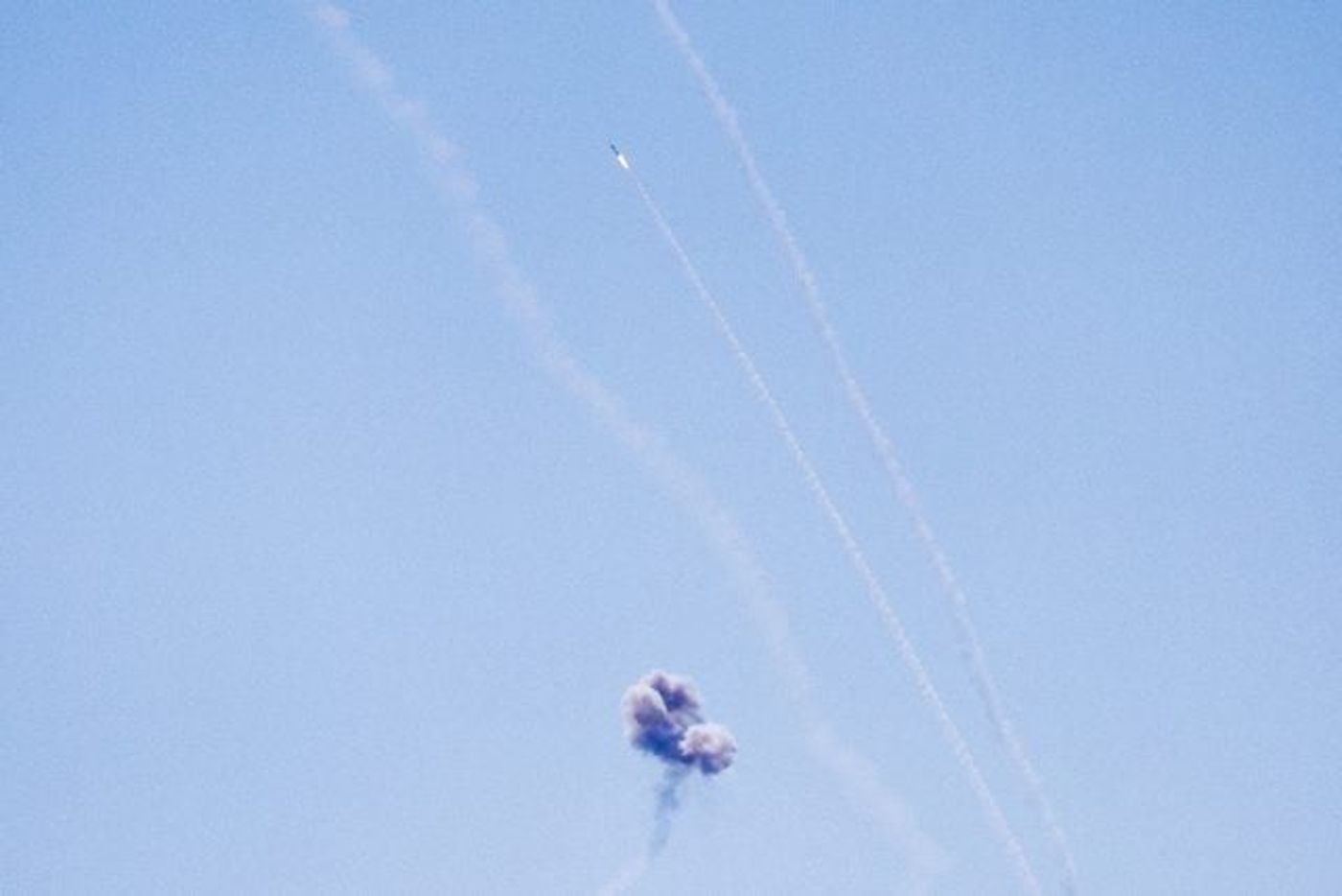 כיפת ברזל מיירטת רקטות של הג'יהאד האיסלאמי (Photo by Yonatan Sindel/Flash90)