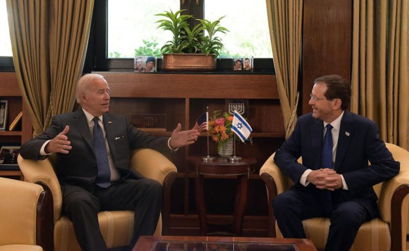 הרצוג וביידן בביקורו של נשיא ארה"ב בישראל בחודש יולי האחרון