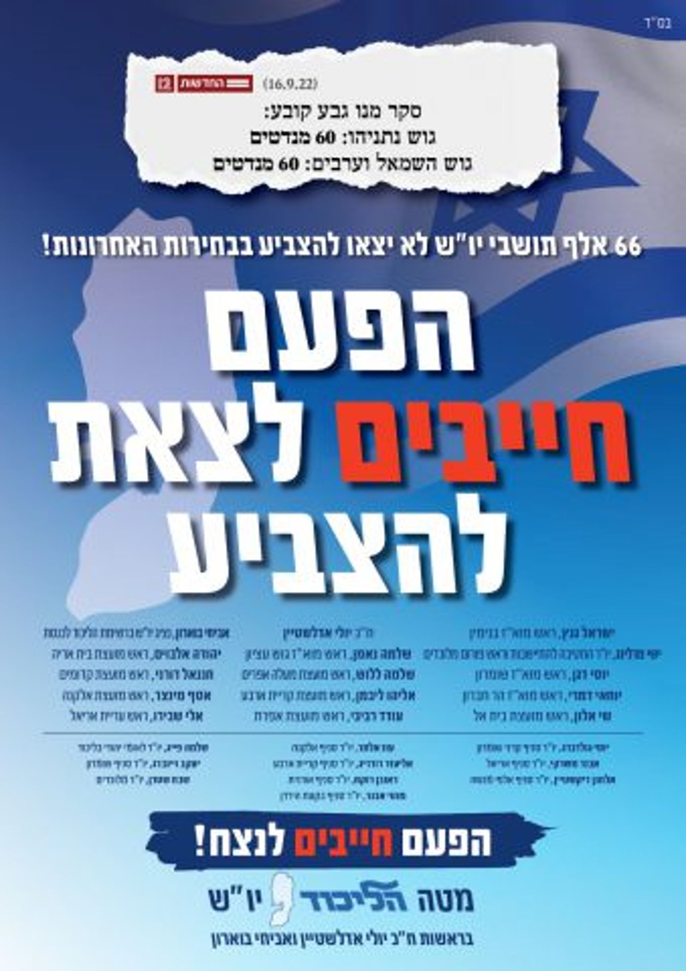 הליכוד יוצא לקמפיין עומק ביו”ש: ”זה הזמן להכריע”