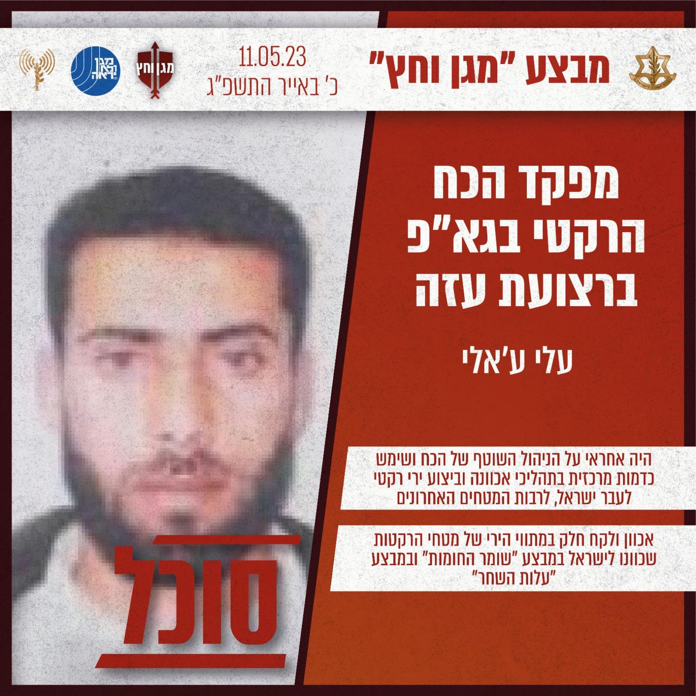במהלך הלילה: חוסל מפקד הכוח הרקטי של הג'יהאד