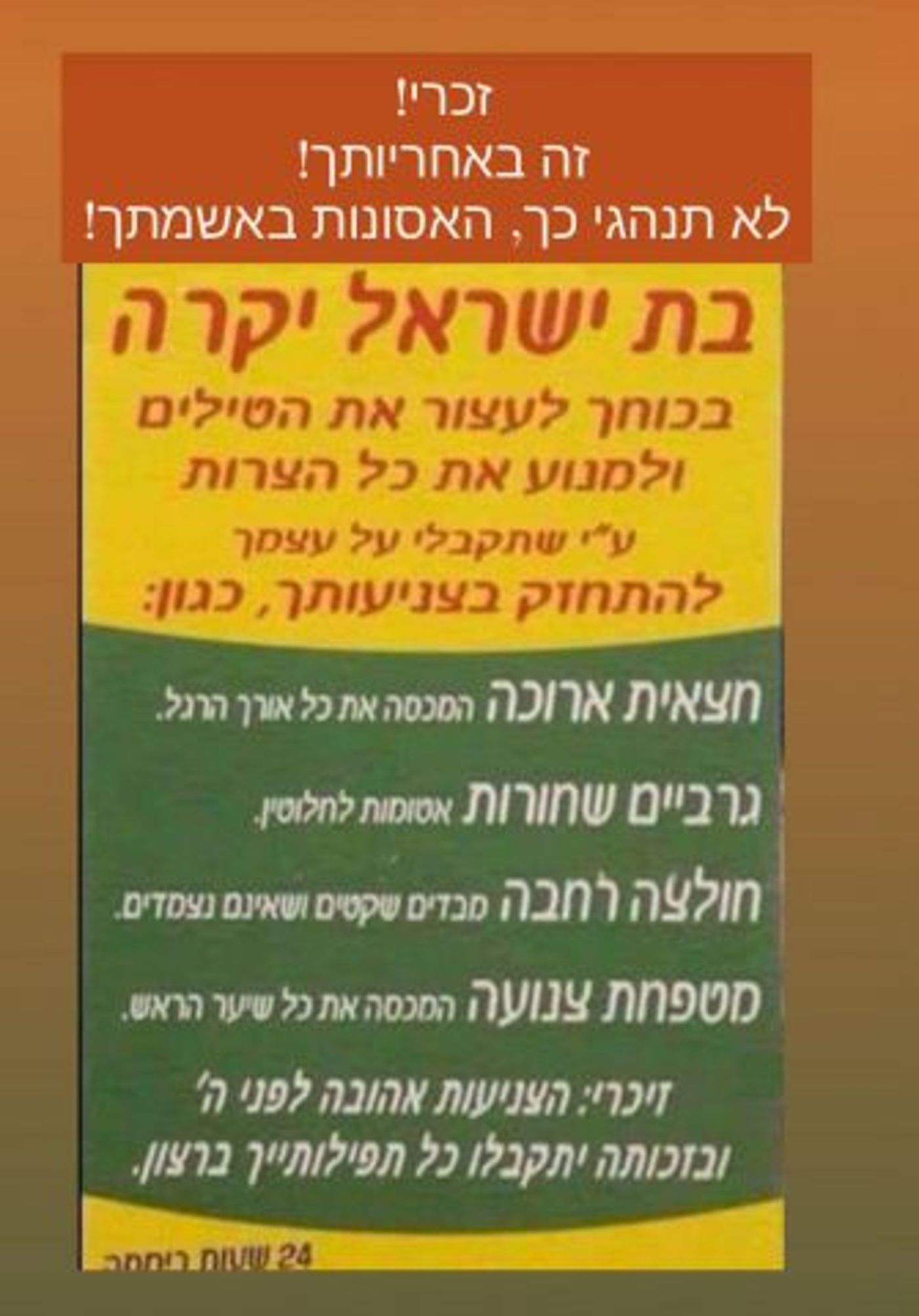 פאולה רוזנברג נגד שלט צניעות: 'האסונות באשמתך'