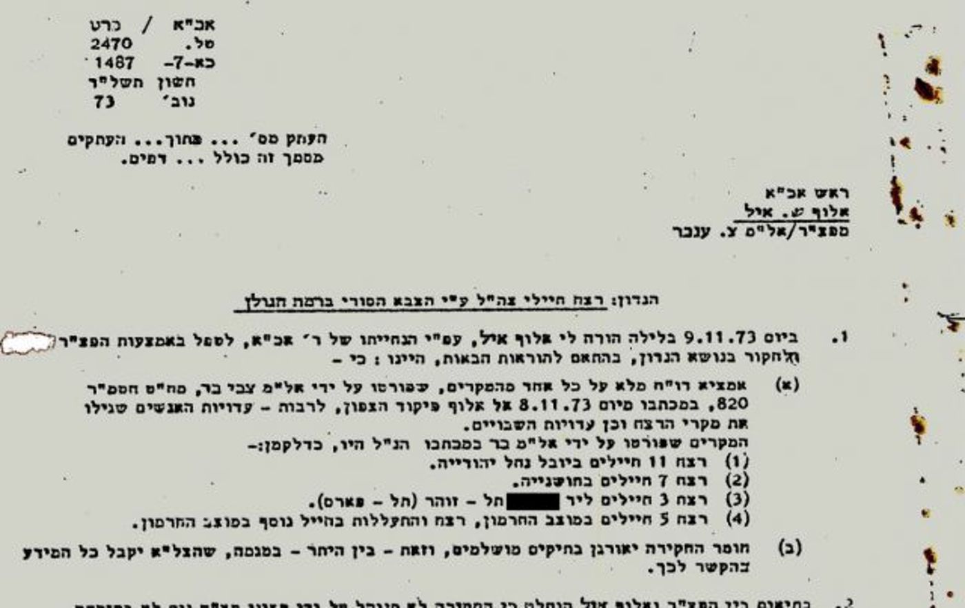 תחקיר צה"ל על רצח חיילים על ידי הסורים ברמת הגולן (ארכיון צה"ל ומשרד הביטחון)