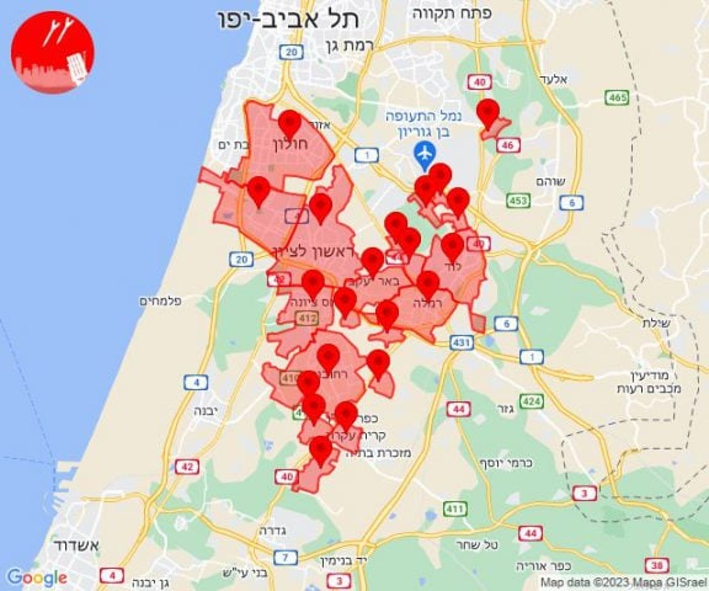 מטח לעבר גוש דן והשפלה