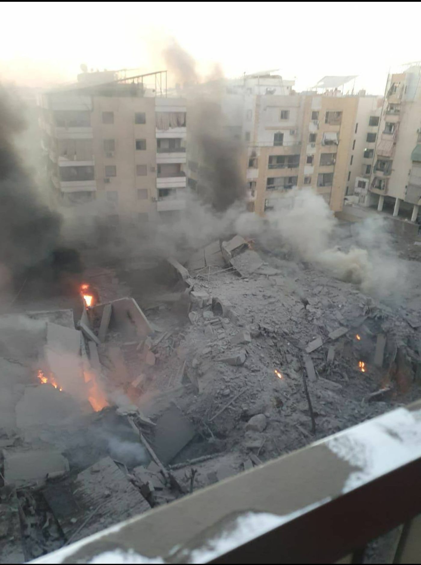 ההרס במרחב התקיפה בביירות, צילום מתוך סרטון.