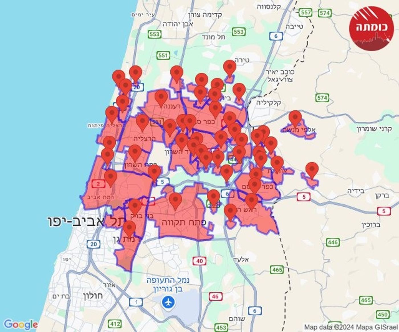 ירי מלבנון למרכז: אזעקות בגוש דן והשרון, פצוע קשה מרסיסים