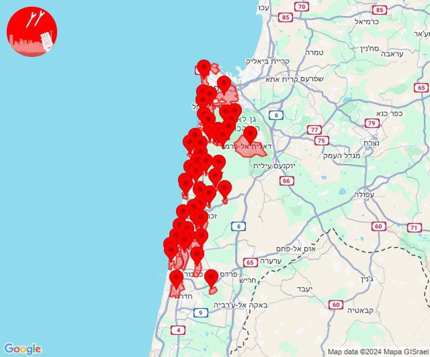 האזעקות בחיפה והסביבה: 2 טילי קרקע-קרקע יורטו ע"י חיל האוויר