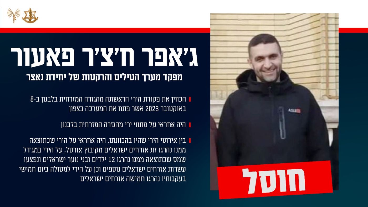 נתן את הפקודה ב-8 באוקטובר: חוסל מפקד מערך הטילים בחיזבאללה