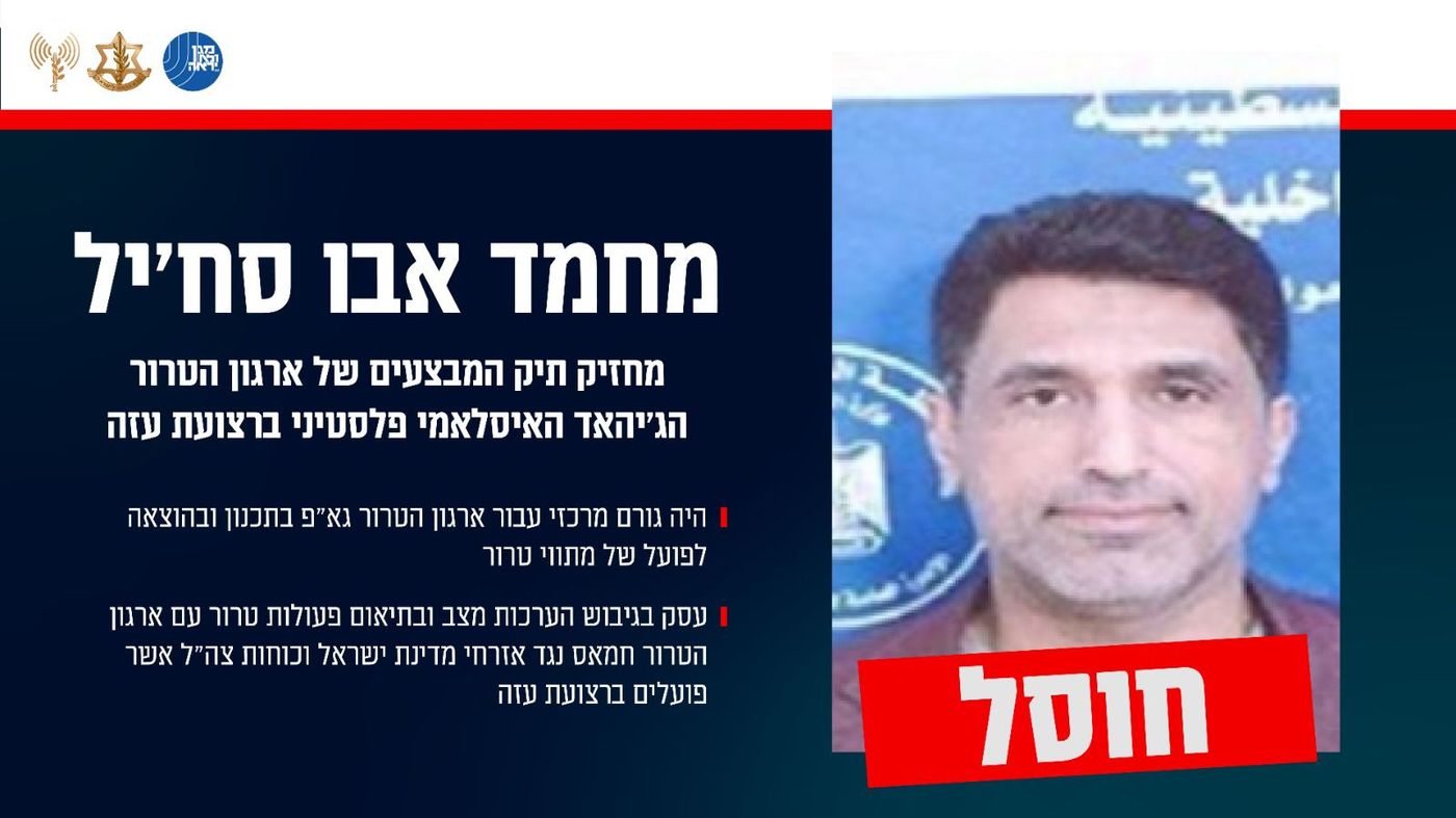 צה"ל חיסל את מחזיק תיק המבצעים בג'יהאד האיסלאמי