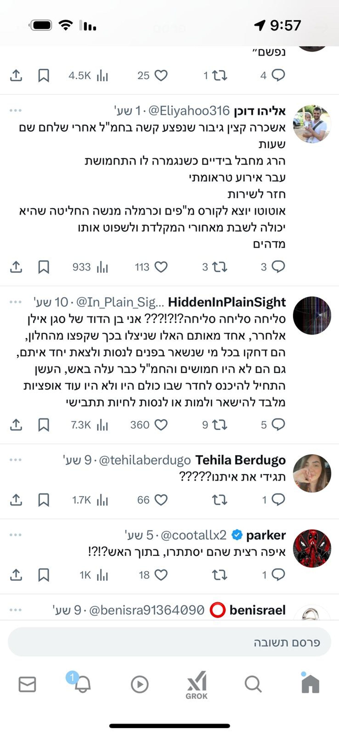 התגובות ברשת