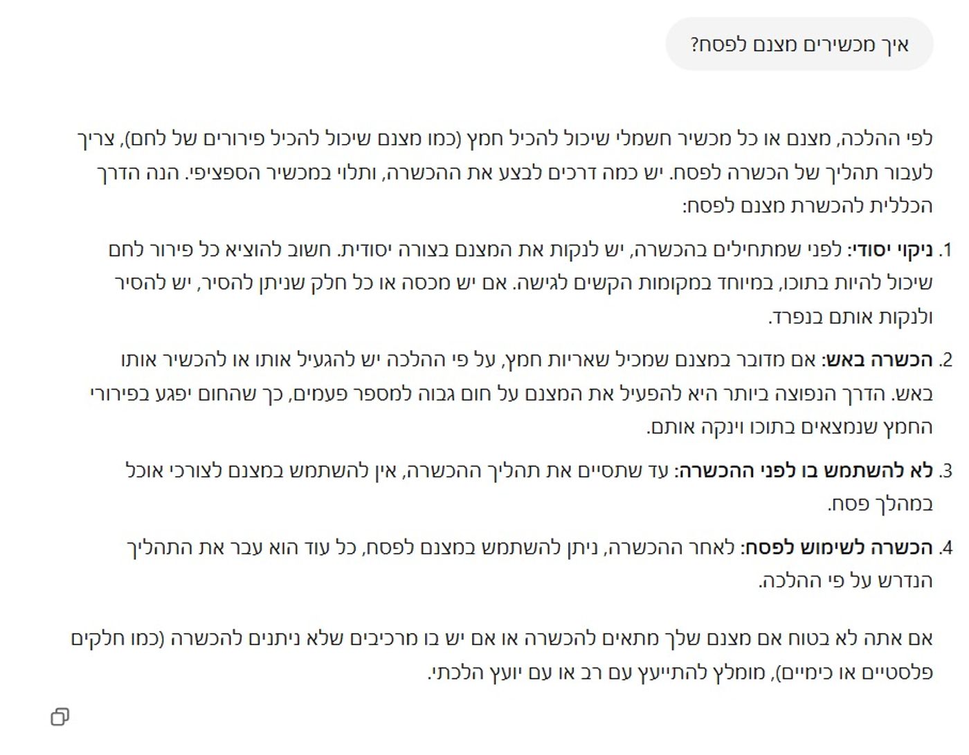 AI מי יודע: שאלנו את ה-AI, איך להכשיר מצנם לפסח?