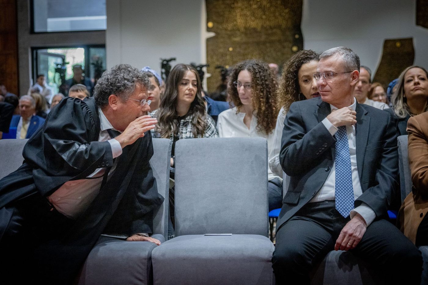 משבר חוקתי. יצחק עמית ויריב לוין (חיים גולדברג/פלאש90)