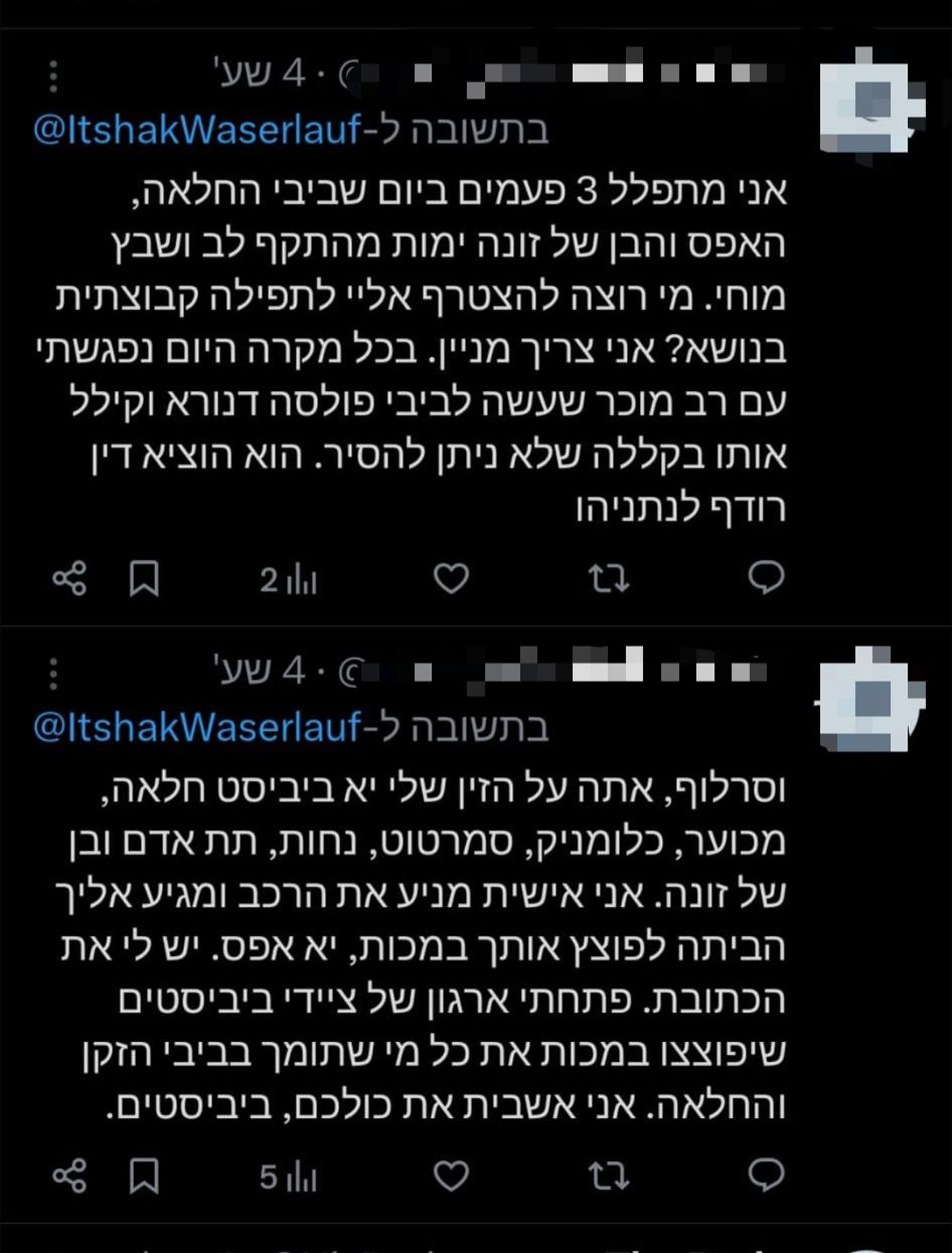 האיומים הקשים שהחשוד כתב טוויטר (צילום מסך)