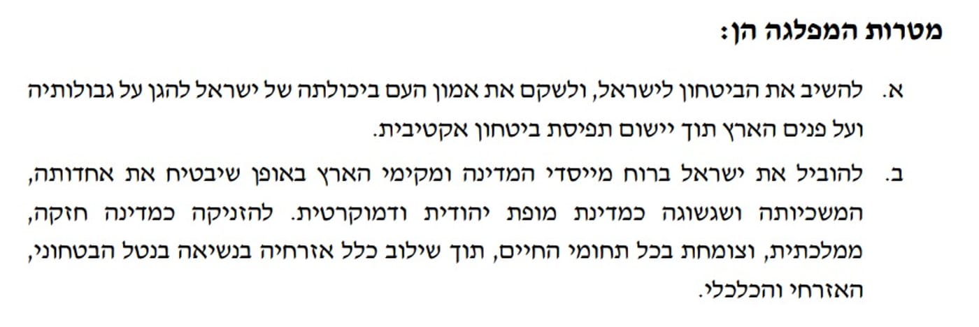 מטרות המפלגה