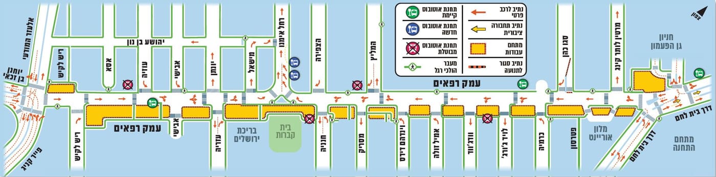 שינויי התנועה ברחוב עמק רפאים החל מהבוקר