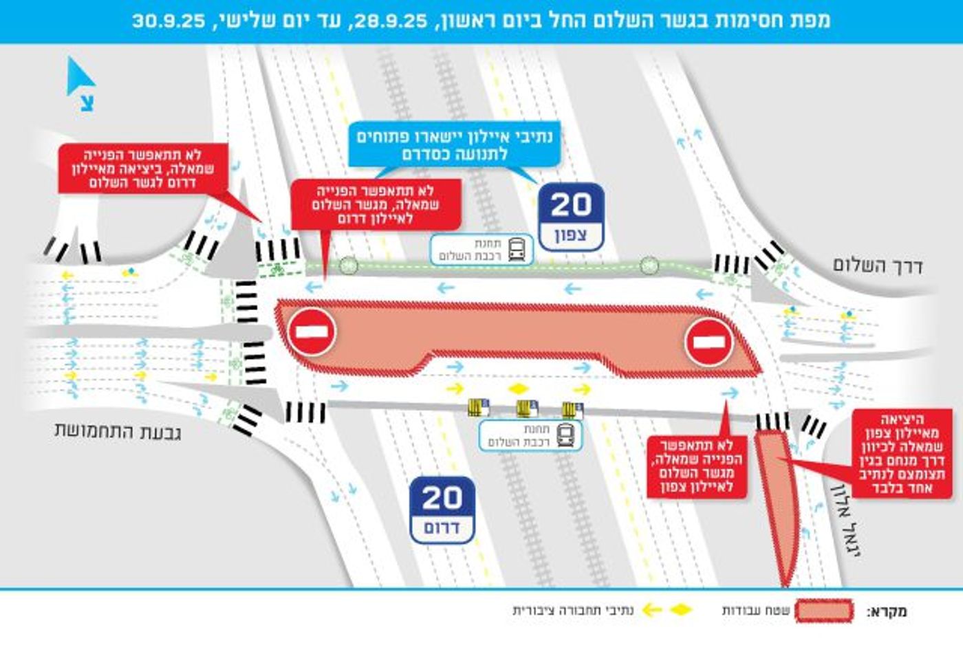 אל תתקרבו לתל אביב: בשבוע הבא 3 ימי עבודות בגשר השלום