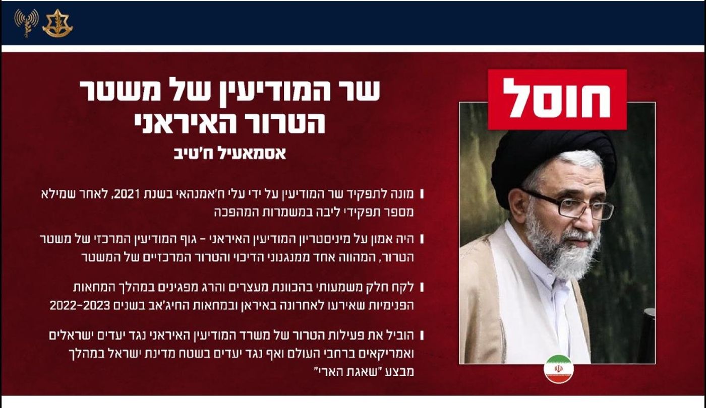חיסול שר המודיעין האיראני