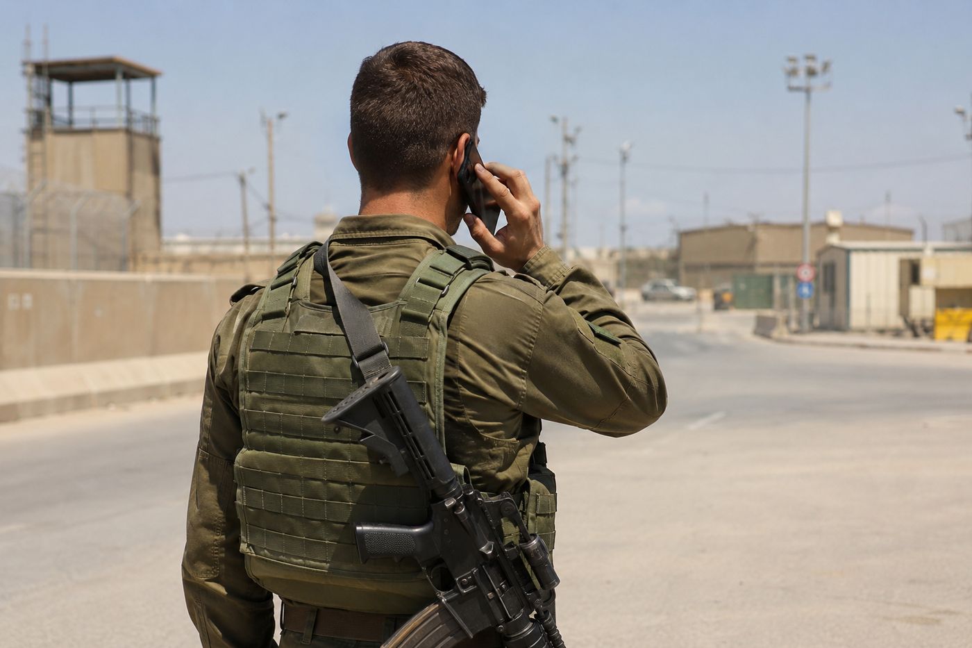 אילוסטרציה חייל מדבר בפלאפון