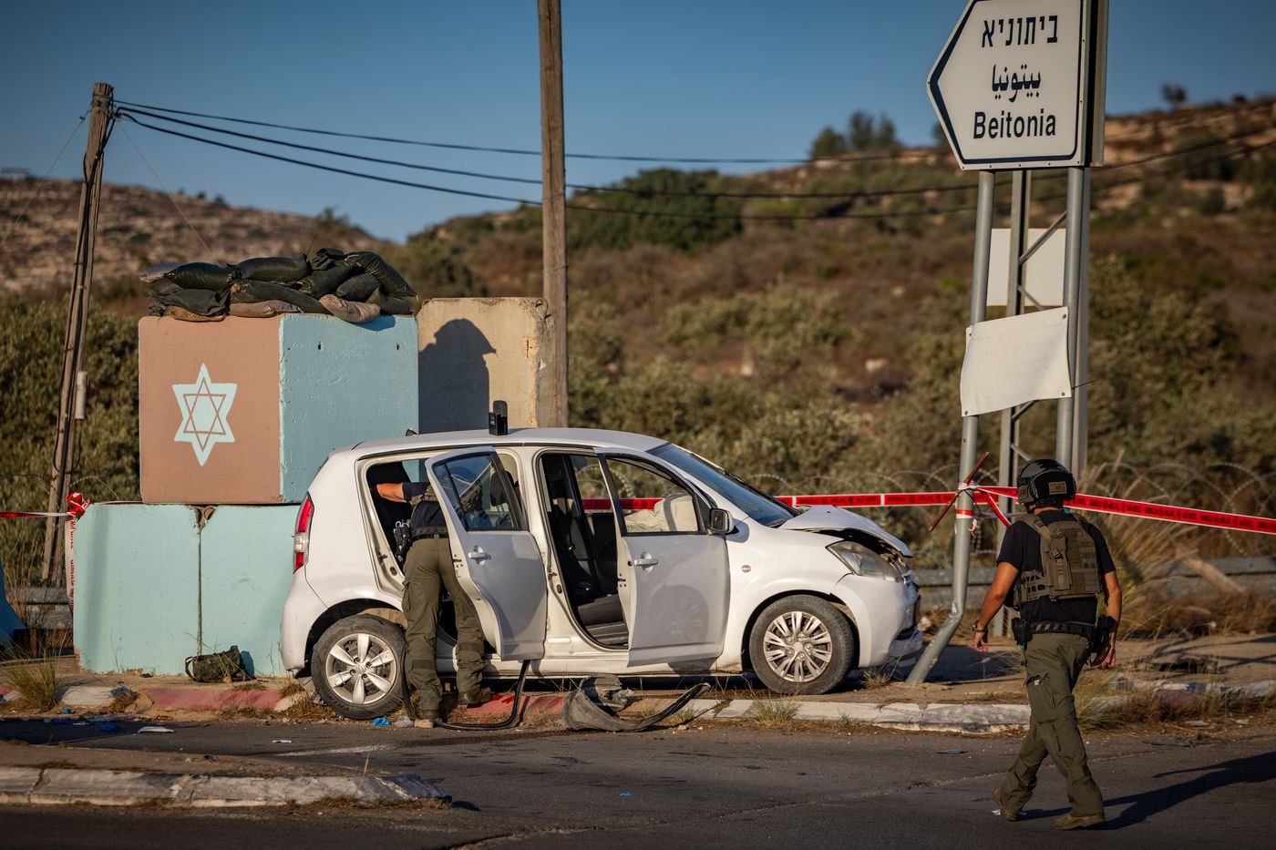 זירת הפיגוע במחסום מכבים