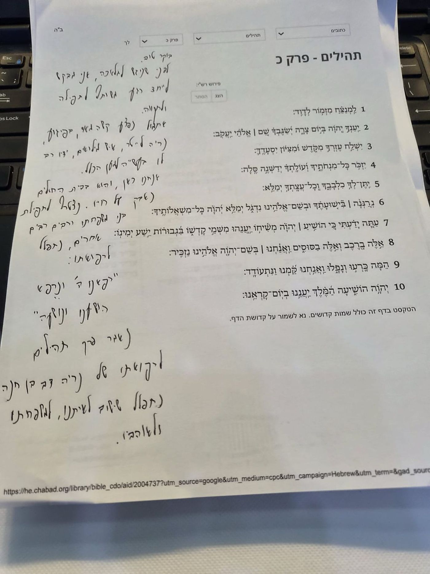 פרק התהילים