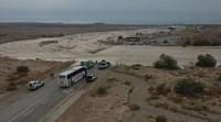 החורף כבר פה • צפו: שטפון בנחל צין חסם את הכביש