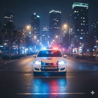ניידת משטרה בפעילות לילית