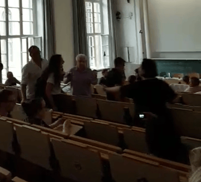 צפו: ישראלים פעילי BDS פוצצו הרצאה של ח"כ לביא
