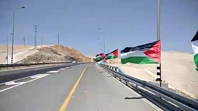 ביזיון: עשרות דגלי פלסטין נתלו בכביש 1