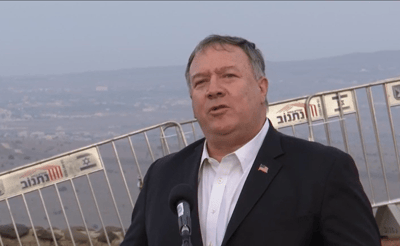 פומפאו בגולן: "זכותה של ישראל להגן על ריבונותה"