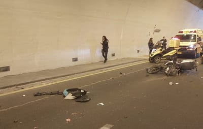 תאונה קטלנית במנהרת הראל: רוכב אופנוע נהרג