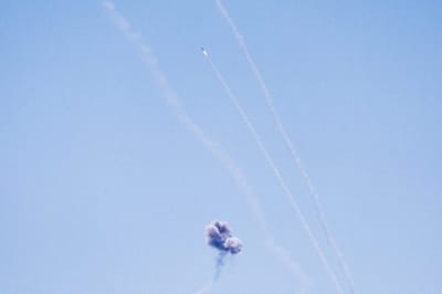 כיפת ברזל מיירטת רקטות של הג'יהאד האיסלאמי (Photo by Yonatan Sindel/Flash90)