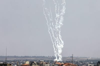 שיגורים מעזה (Photo by Attia Muhammed/Flash90)