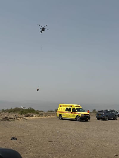צפו בתיעוד: מטייל פצוע חולץ במסוק במפל ג'ילבון