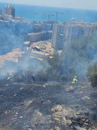 השריפה ליד הבניינים בחיפה