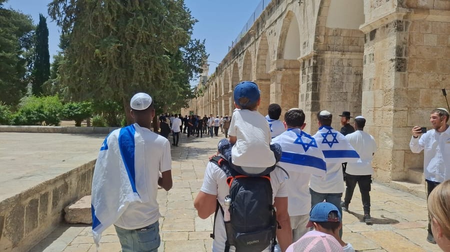 פעילי בידינו עם דגל ישראל בהר הבית