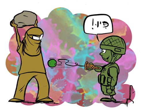 קריקטורה: הנשק החדש של צה"ל ביהודה ושומרון