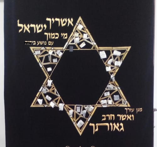 מדהים: רקמת פרוכת עם שברי 'כיפת ברזל'