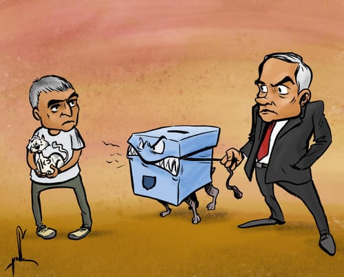 קריקטורה: בגלל התאגיד נתניהו מאיים בבחירות
