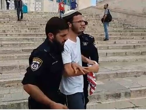 צפו: הניף דגל ארה"ב בהר הבית- ונעצר