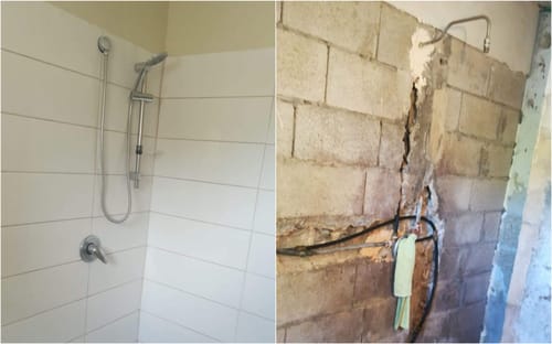 "יש! סוף סוף סבתא, המים זורמים במקלחת!"