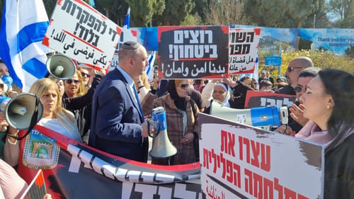 "רוצים ביטחון": תושבי לוד בהפגנת מחאה מול הכנסת