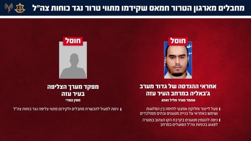 צה"ל חיסל שני מחבלים מארגון הטרור חמאס ברצועת עזה