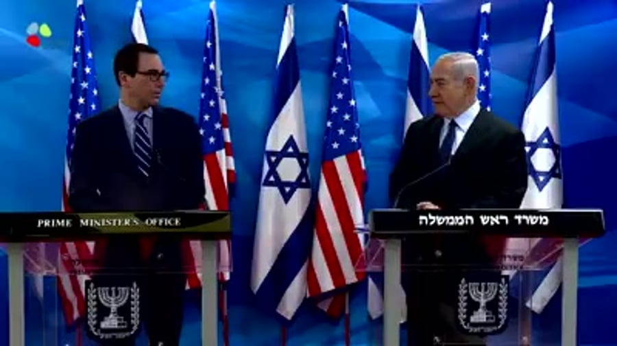 ראש ממשלת ישראל – ראש הממשלה בנימין נתניהו נפגש עם מזכיר האוצר האמריקני סטיבן מנוצין
