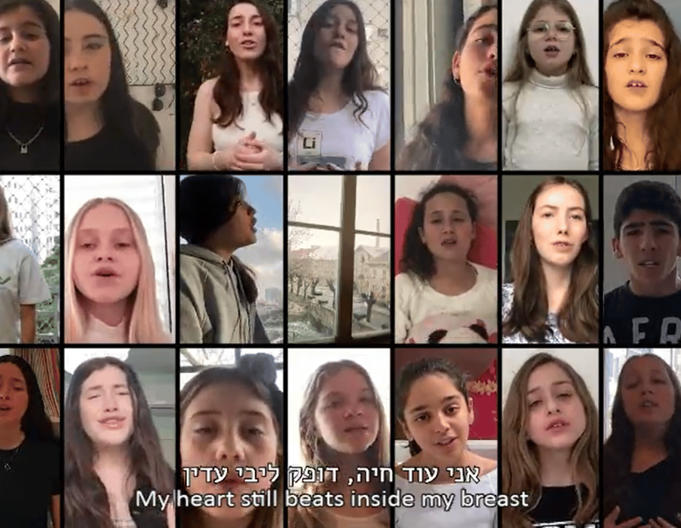 עשרות ילדים מבצעים שיר שכתבה נערה בגטו
