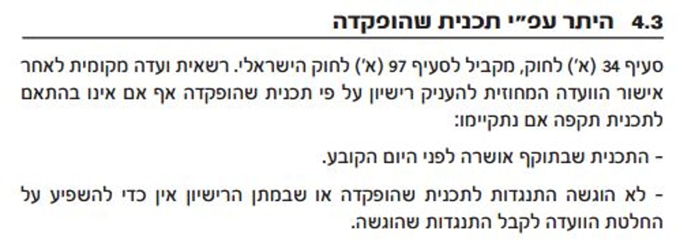 הסעיף שאושר היום עבור מפוני עמונה