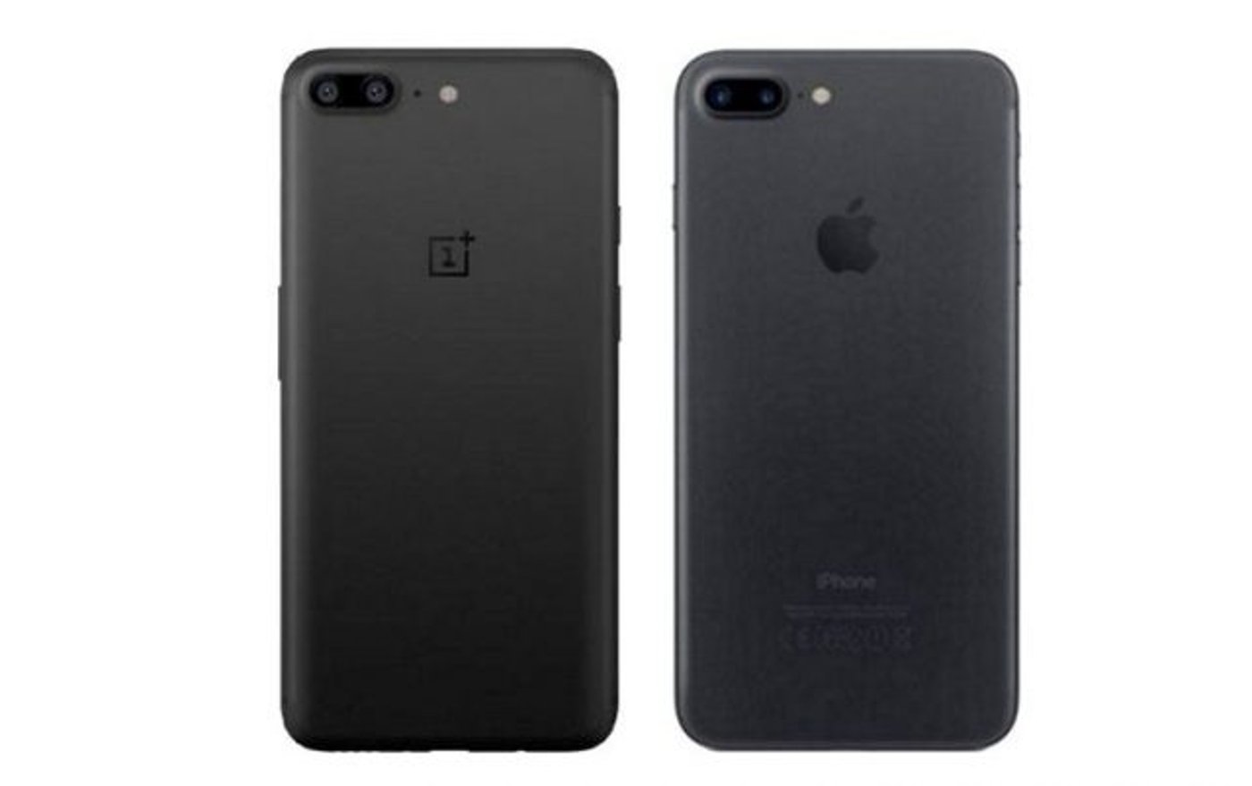 מצאו את ההבדלים: מכשיר ה-OnePlus 5 מול האייפון 7 פלוס. (צילום מתוך טוויטר)