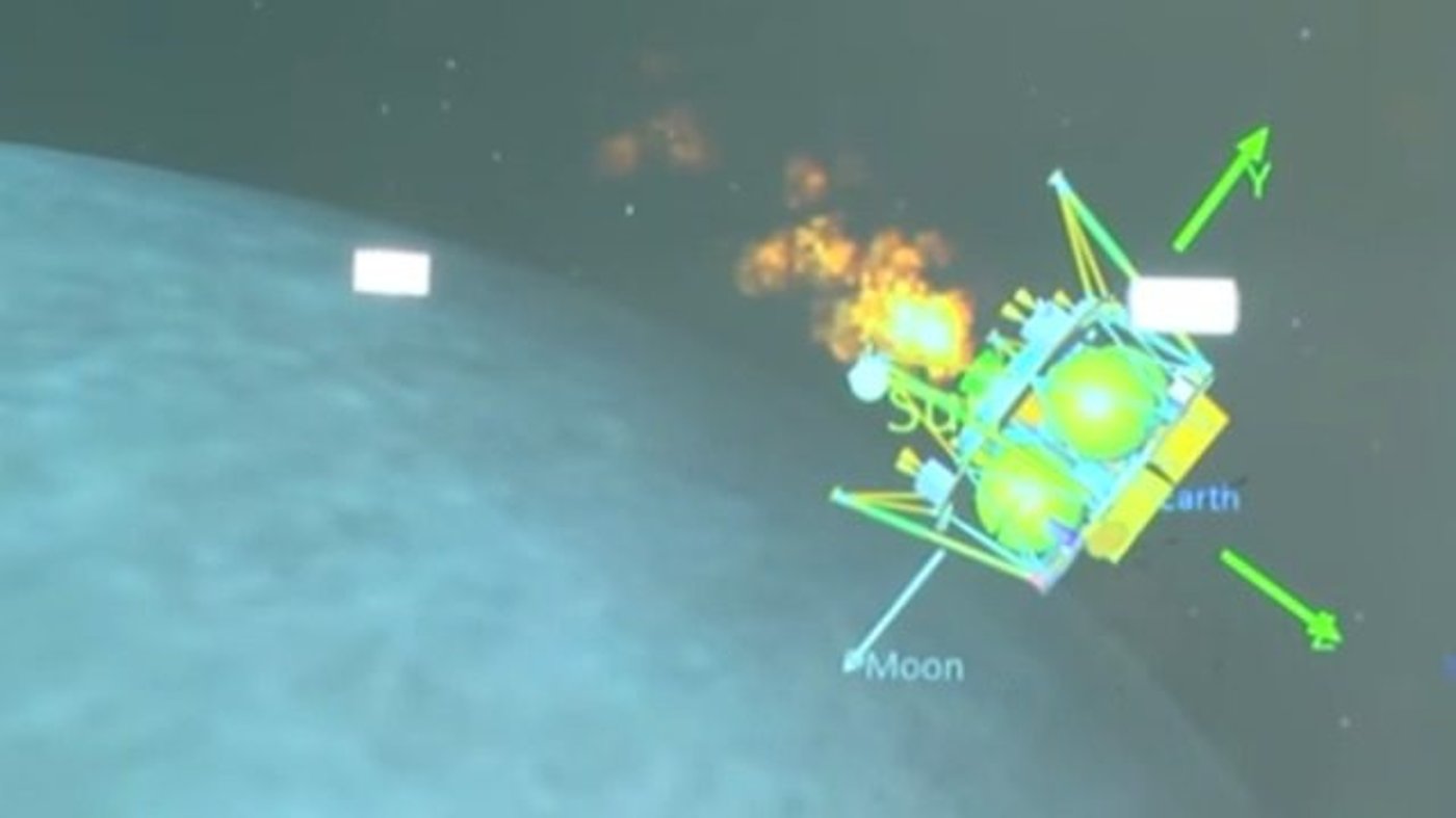 הדמיית תמרון החללית ליד הירח (הדמיה: spaceIL והתעשייה האווירית)