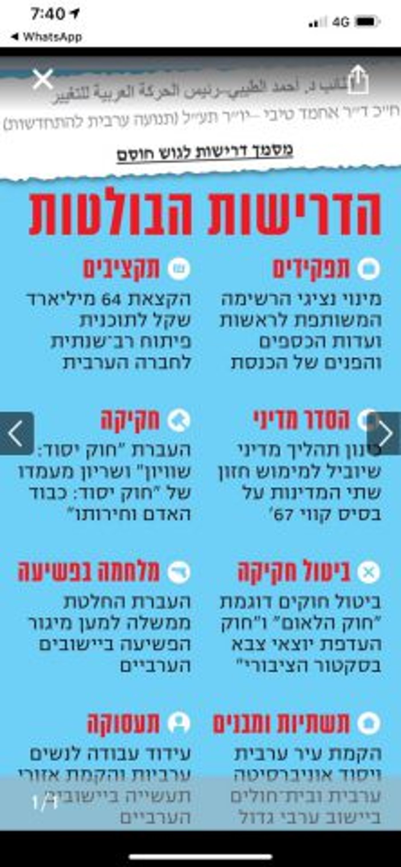 דרישות הרשימה הערבית