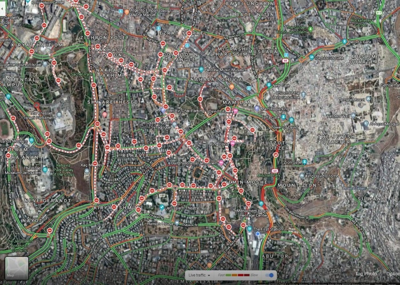 גוגל מציגה: אלו כל הכבישים שנסגרים בירושלים