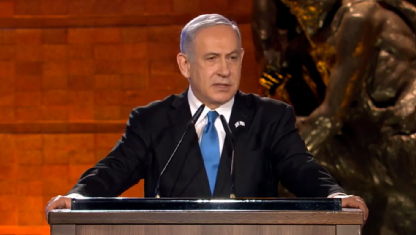 "אושוויץ הוא הסמל של חוסר האונים היהודי". נתניהו (צילום מסך)